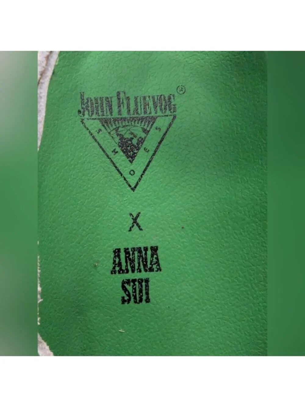 John Fluevog x Anna Sui 7th Heaven Defoy Leather Slingback Sandal Green W8 (M 6)